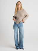 \Women’s Cashmere Minimalist Oversized Pullover Sweater in Heather Brown | Front View