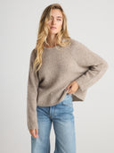 Women's Oversized Cashmere Crewneck Sweater in Heather Brown | Front View