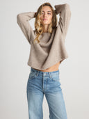 Shop women's oversized cashmere crewneck sweater in Earth Brown