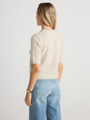 Women's Brushed Cashmere Short Sleeve Top in Earth Brown | Side View
