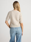 Women's Brushed Cashmere Short Sleeve Top in Earth Brown | Back View