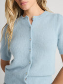 Womens Puff Sleeve Cashmere Sweater In Baby Blue