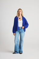 Women's oversized cashmere no button/open cardigan in Cobalt Blue
