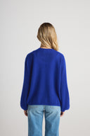 Women's oversized cashmere no button/open cardigan in Cobalt Blue