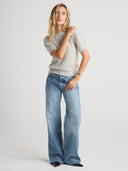 Women's short sleeve cashmere tee in Mist