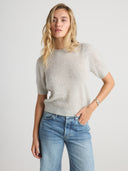 Women's short sleeve cashmere tee in Mist