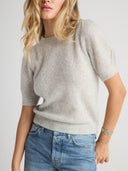 Women's short sleeve cashmere tee in Mist
