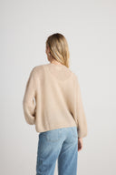 Women's oversized cashmere no button/open cardigan in Sand
