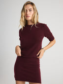 CELINA Cashmere Short Sleeve Burgundy