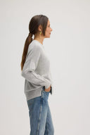 Women's oversized cotton cashmere sweater in Light Gray