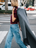 Single Breasted Women Wool Coat​ in Heather Grey｜Street View