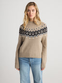 Women’s Fair Isle Cashmere Pullover Jumper Sweater in Taupe