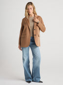 Women’s 100% Cashmere Cardigan Blazer in Camel I Front View