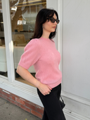 Women's 100% Cashmere Short Sleeve Jumper - 100% Pure Premium Knit in Tea Rose | Side View