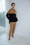 Women's 100% Cashmere Sweatpants - Luxury Knit Joggers in Sand | Front View