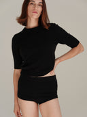 Women's 100% Cashmere Underwear & Lounge Shorts in Black | Front View