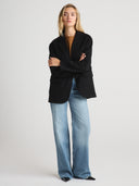 Women’s 100% Merino Wool Coat in Black I Front View