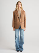 Women’s 100% Merino Wool Coat in Camel I Front View