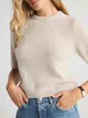 Women's Brushed Cashmere Short Sleeve Shirts in Earth Brown | Front View