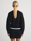 Women's Cashmere Button Up Cardigan Dress in Black | Back View