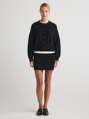 Women's Cashmere Button Up Sweater in Black | Front View