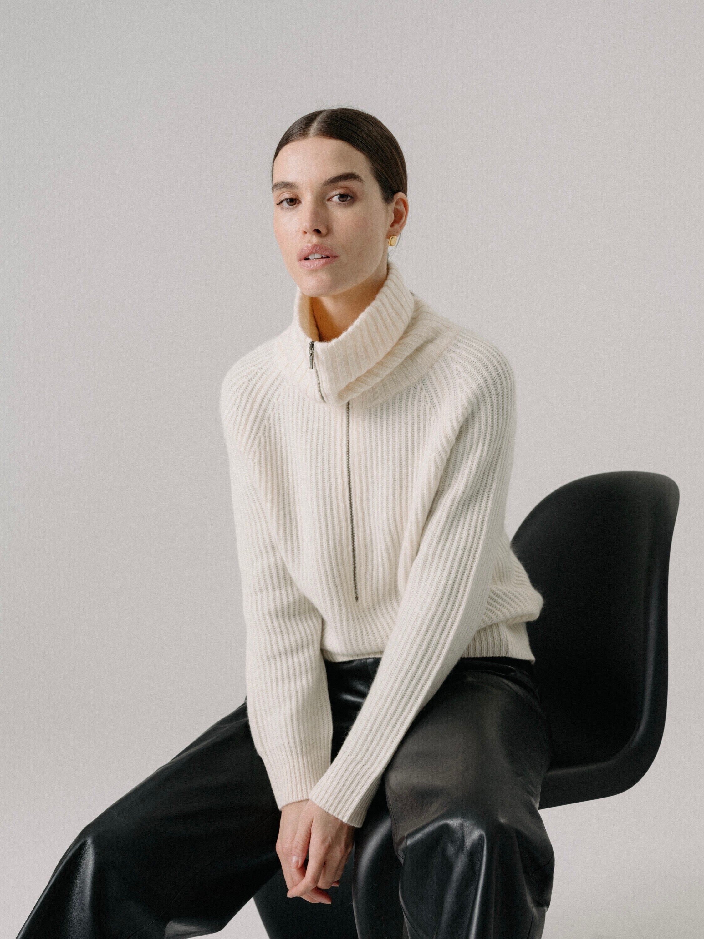 Tori Fisherman Cashmere Half Zip-Up Pullover | Luxury Knit – W