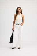 Women's Cashmere Halter Tank Top Dress in Ivory | Front View