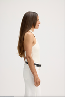 Women's Cashmere Halter Tank Top Dress in Ivory | Side View