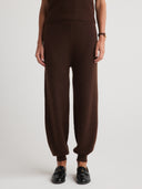 Women's Cashmere Joggers/ Lounge Pants & Trousers/Lounge Set in Dark Brown | Front View
