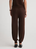 Women's Cashmere Joggers Sweatpants & Trousers/Lounge Set in Dark Brown | Back View