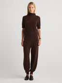 Women's Cashmere Joggers Sweatpants  in Dark Brown | Front View