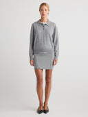 Women's Cashmere Long Sleeve Business Casual Polo in Light Gray I Front View