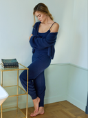 Women's Cashmere Lounge Pants in Navy I Side View
