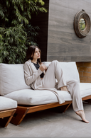 Women's Cashmere Lounge Trousers & Sweatpants in Fog | Front View