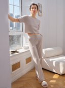 Women's Cashmere Lounge Trousers & Sweatpants in Fog | Front View