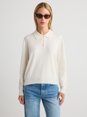 Women's Cashmere Polo Sweater in White | Piper Gift Box