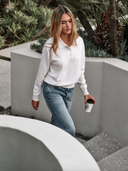 Women's Cashmere Polo in White | Piper Gift Box