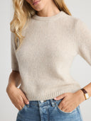 Women's Cashmere Short Sleeve Shirts in Earth Brown | Front View