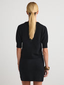 Women's Cashmere Short Sleeve Sweater Shirt Top in Black | Back View