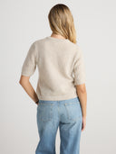 Women's Cashmere Short Sleeve Top in Earth Brown | Back View