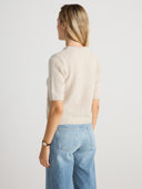 Women's Cashmere Short Sleeve Top in Earth Brown | Side View