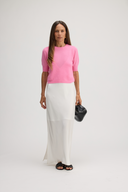 Women's Cashmere Short Sleeve Top in Hot Pink | Front View