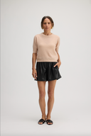 Women's Cashmere Short Sleeve Top in Pale Pink | Front View
