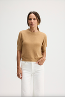 Women's Cashmere Short Sleeve tee in Sand | Front View