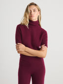 Women's Cashmere Short Sleeves Turtleneck Sweater in Burgundy I W.Cashmere 
