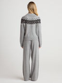 Women's Cashmere Straight-Leg Lounge Pants in Gray I Back View
