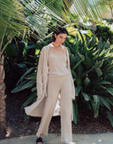 Women's Cashmere Sweatpants & Loungewear in Heather Brown | Front View