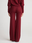 Women's Cashmere Sweatpants Outfit in Burgundy  | Back View