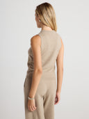 Women's Cashmere Tank Top in Taupe I Side View