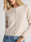 Women’s Cashmere Top Cardigan Sweater in Oatmeal  I Front View